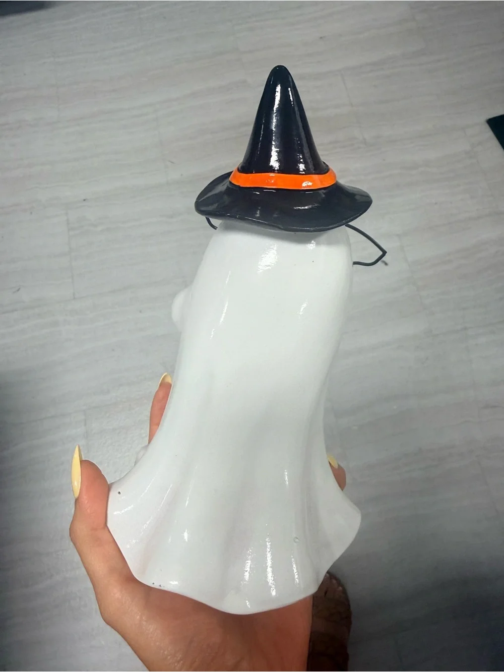 Cute Nerd Ghost Figurine Pumpkin Latte Glasses Halloween Summerween Decor